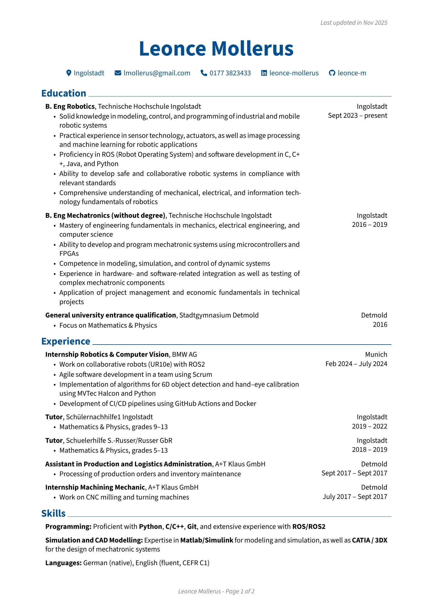 CV page 1